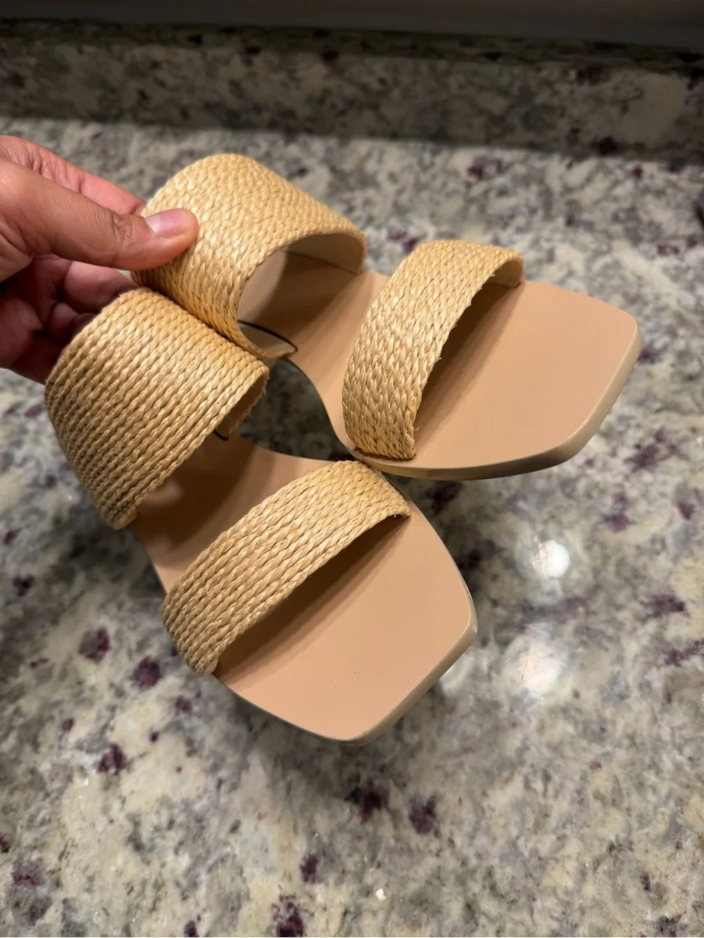 Cult Gaia Woven Two Band Slide Heels Sandals Vacation Resortwear